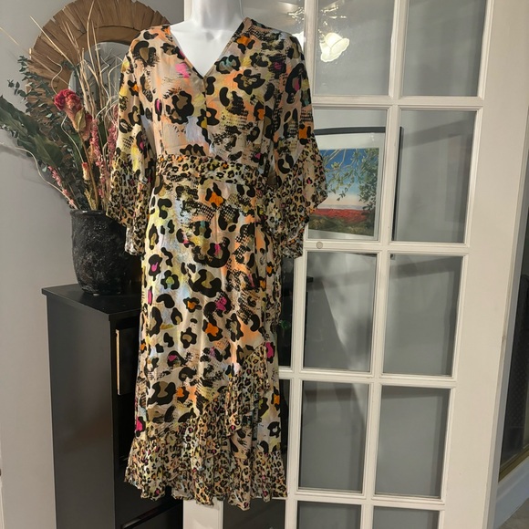 Bl^NK Anthropologie Zadie Leopard Midi Dress S NWT - Picture 3 of 12